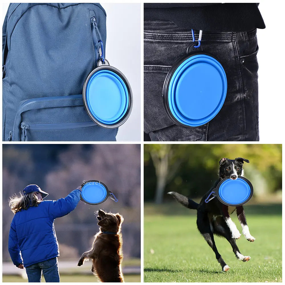 Pet Silicone Dog Food Water Bowl
