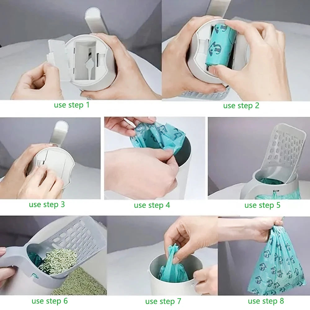 Cat Litter Scoop with Built-in Waste Bin